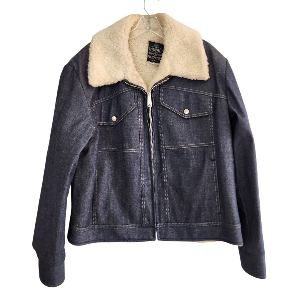 VINTAGE Cooper Designer Outerwear 1970s Sherman lined denim ranger jacket sz 44